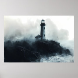 Mystisk fyr mitt i havsvågor – Kol Poster