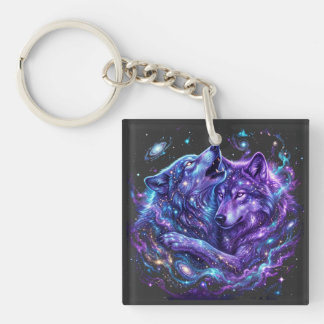 Mystisk Galaxy Wolf Tröja – Blå Cosmic Wolf Art P