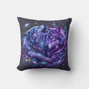 Mystisk Galaxy Wolf Tröja – Blå Cosmic Wolf Art P Kudde