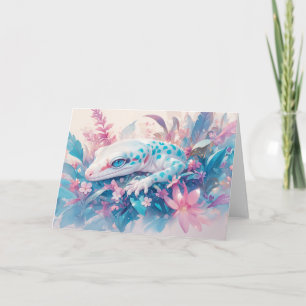 Mystisk Gecko Bland Livfulla Blommor Kort