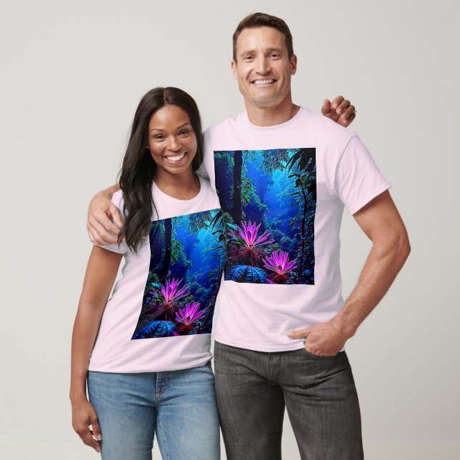 Mystisk Glödande Djungelblomdesign T Shirt (Unisex)