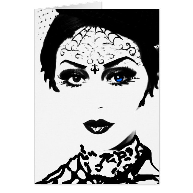 Mystisk gotisk dam hälsningskort (Framsidan)