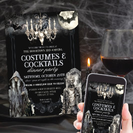 Mystisk gotisk Halloween-kostym Cocktailfest Inbjudningar