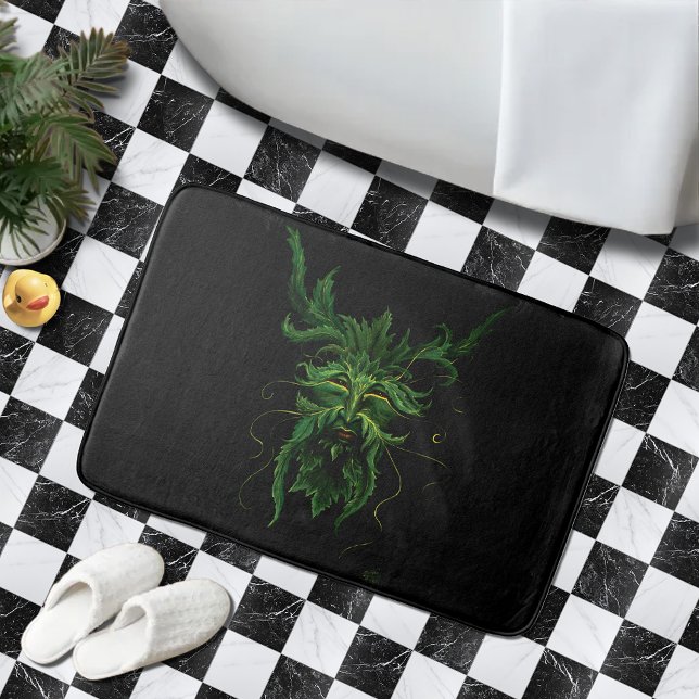 Mystisk Greenman Skogsande Löv Ansikte Fantasy Badrumsmatta (Skapare uppladdad)