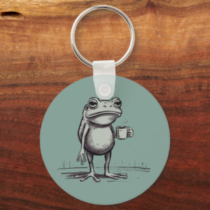 Mystisk Groda Kaffe Drickande Meme Grodyrkaren Nyckelring