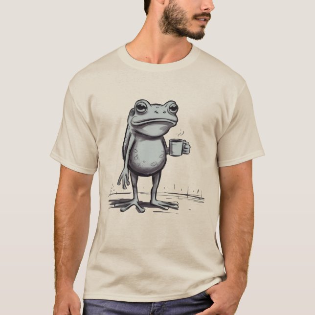 Mystisk Groda Kaffe Drickande Meme Grodyrkaren T Shirt (Framsida)