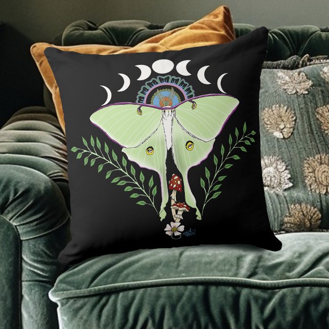 Mystisk Grön Eterisk Lunamåne Celestiel Kudde (Skapare uppladdad)