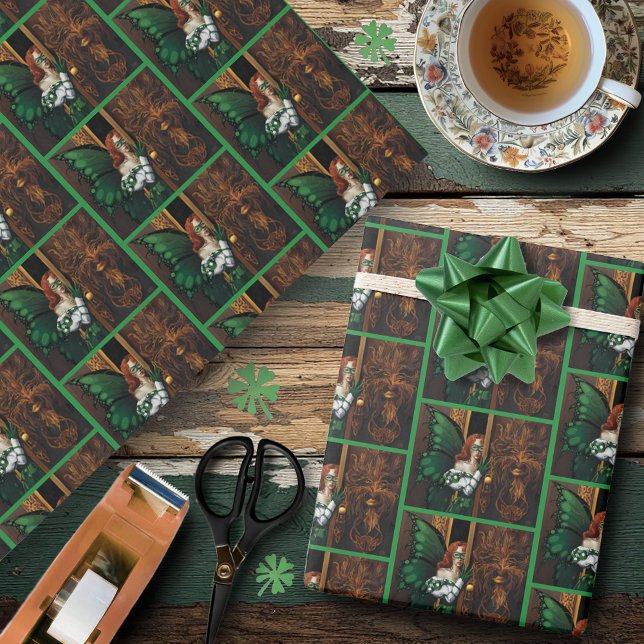 Mystisk Grön Keltisk Älv Hemlighetsfullt Lösenord  Presentpapper (Skapare uppladdad)