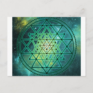 Mystisk Grönt Sri Yantra Vykort