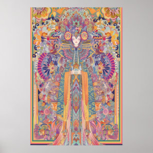 Mystisk Gudinna Konsttryck Psykedelisk Mandala Poster