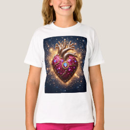 Mystisk Guldkrönt Hjärta i Rymden T Shirt