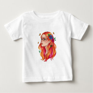 Mystisk gyllene maskeradflicka estetisk blommig t shirt