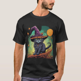 Mystisk Halloween-häxa katt T Shirt
