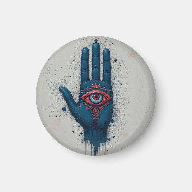 Mystisk handillustration med rött öga magnet (Framsidan)