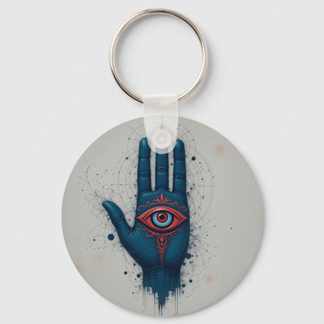 Mystisk handillustration med rött öga nyckelring (Framsida)