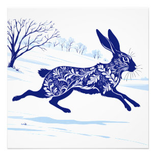 Mystisk hare : Whimsical Hare I Snön Fototryck