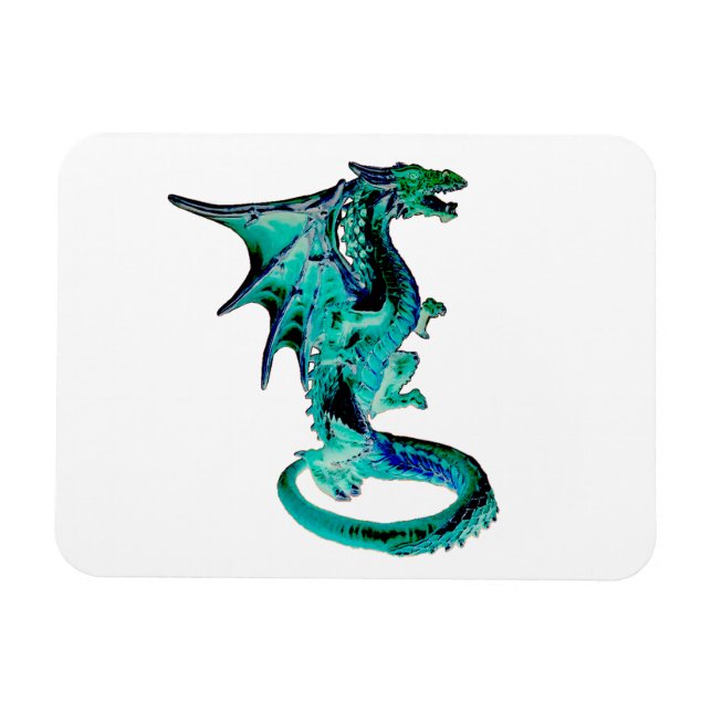 Mystisk Hav Blå Drak Fantasi Odjur Konst Magnet (Horisontell)