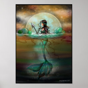 Mystisk Hav Siren Fantasi Konst Poster