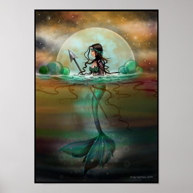 Mystisk Hav Siren Fantasi Konst Poster (Framsidan)