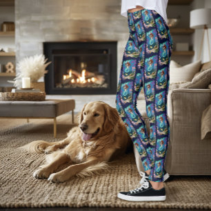 Mystisk Havfrue Oceanisk Fantasi Blått Havsliv Leggings