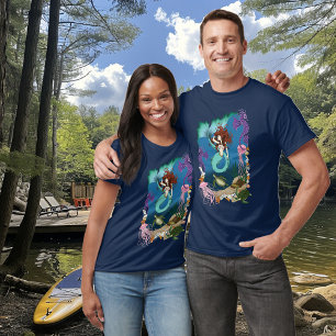 Mystisk Havfrue Oceanisk Fantasi Blått Havsliv T Shirt