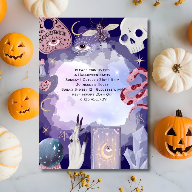 Mystisk häxa halloween fest inbjudningar (Skapare uppladdad)