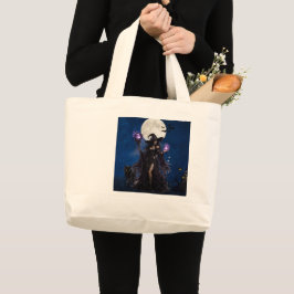 Mystisk häxa Halloween-måne T-shirt Jumbo Tygkasse