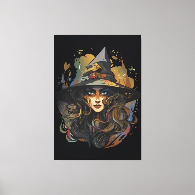 Mystisk häxa ljusstake mörk fantasy konstverk canvastryck (Framsida)