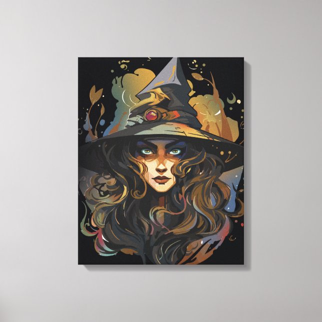 Mystisk häxa ljusstake mörk fantasy konstverk canvastryck (Framsida)