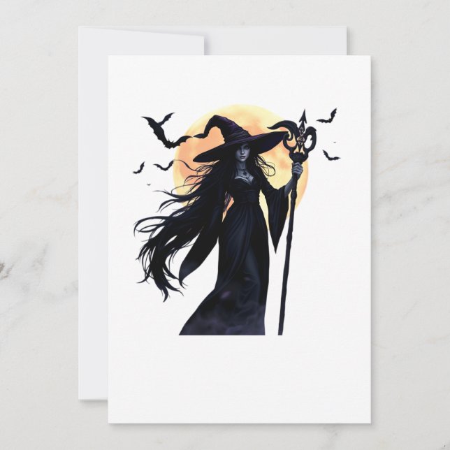 Mystisk häxa under fullmåne inbjudningar (Framsida)