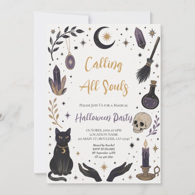 Mystisk Häxig Halloweenfest Inbjudningar (Framsida)