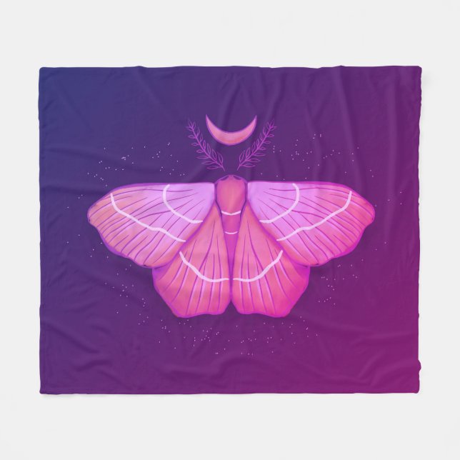 Mystisk Häxmoth Under Månljus Fleecefilt (Framsidan (Horisontell))
