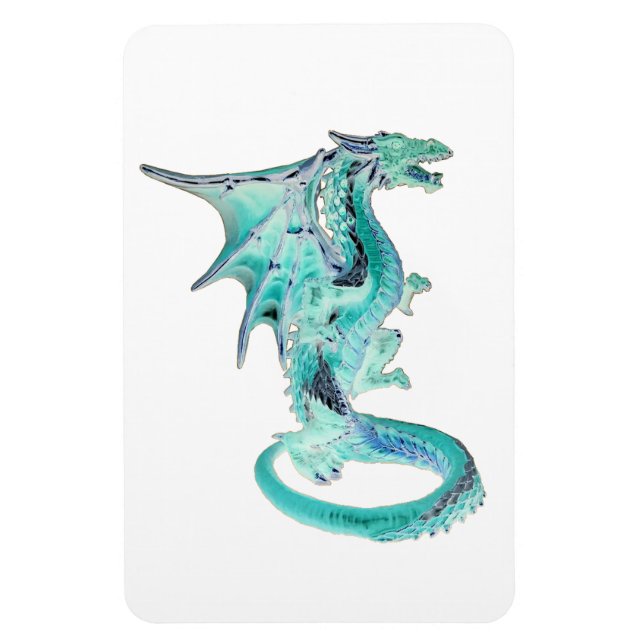 Mystisk himmelsblå drak Imaginativt Creature Art Magnet (Vertikal)
