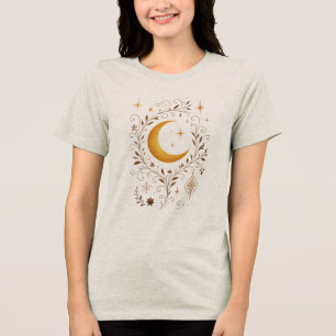 Mystisk himmelsk vinter Fantasy Moon & Golden Fl T Shirt
