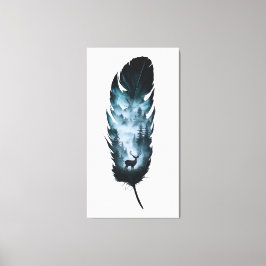 Mystisk Hjort i Forest Feather Large Canvas