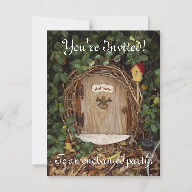 Mystisk inbjudan för party för Gnometrädgårddörr (Framsida)