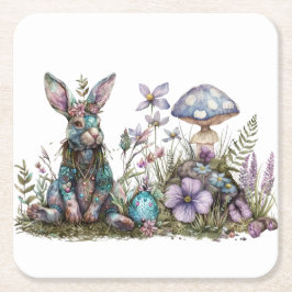Mystisk kanin med svampar underlägg papper kvadrat