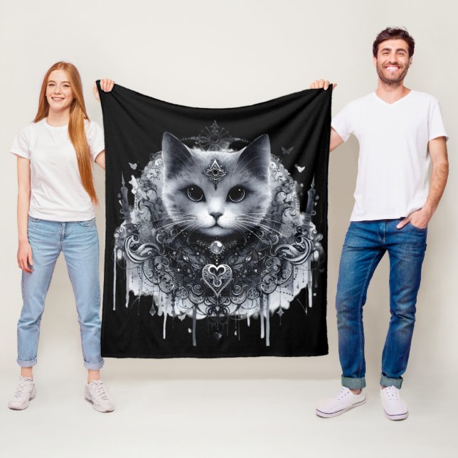 Mystisk katt fleecefilt (På plats)