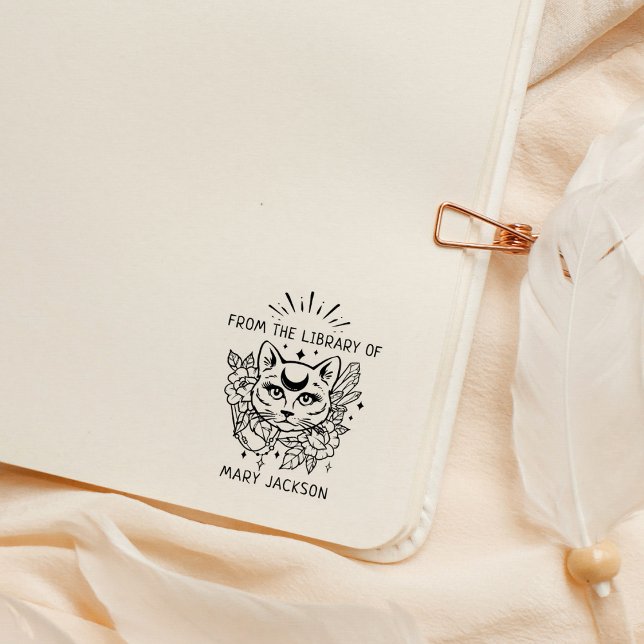 Mystisk katt från detta bibliotek stämpel (Skapare uppladdad)