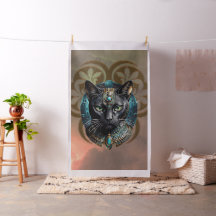 Mystisk katt från Egypten, svart som natten,