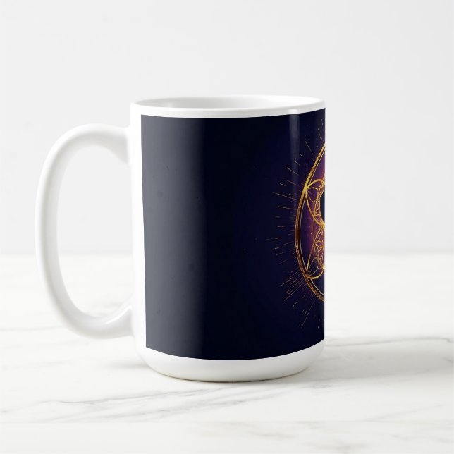 Mystisk katt inom den heliga cirkeln kaffemugg (Vänster)