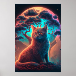 Mystisk katt Psykedelisk affisch | Kosmisk katt 2