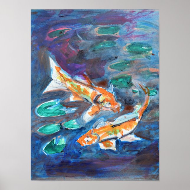 Mystisk Koi-damm Impressionist Poster (Framsidan)