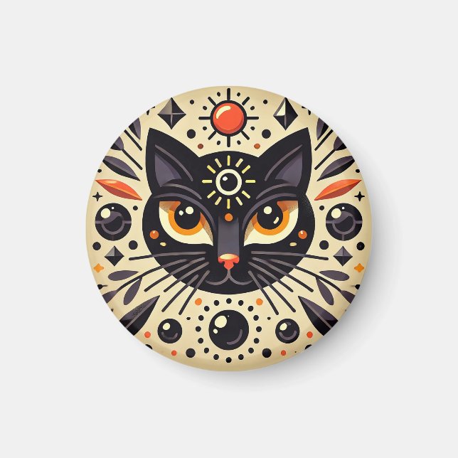 Mystisk konst av en svart katt  magnet (Framsidan)