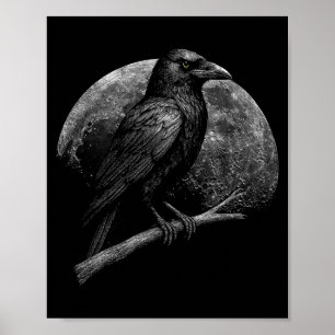Mystisk Korp Måne Mörk Folklore Häxkonst Viking Poster