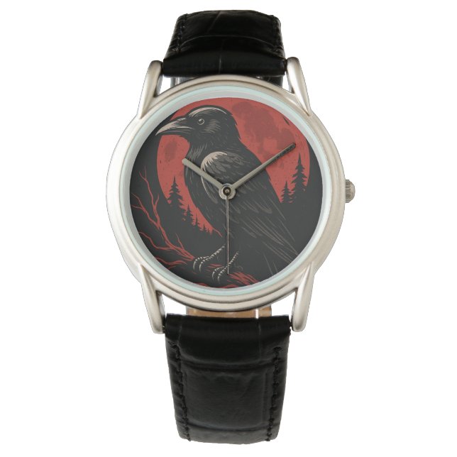 Mystisk Korp Under Blodmånen – Mörk Fantasy  Armbandsur (Framsida)