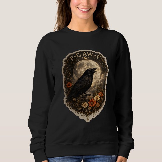 Mystisk Korp Under Månens Mörka Celestiala Estetik T Shirt (Framsida)