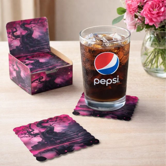 Mystisk körsbärsblomsterstig – Förtrollad trappa  Underlägg Papper (Skapare uppladdad)