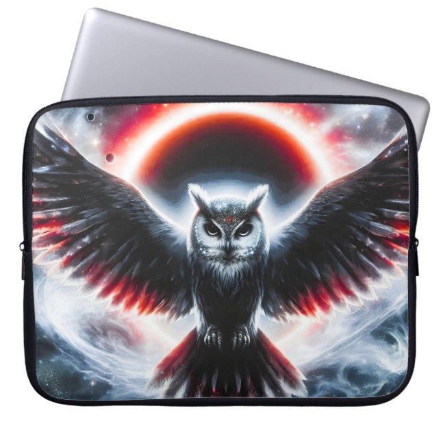 Mystisk Kosmisk Celestial Ugla Laptop Fodral (Framsidan)