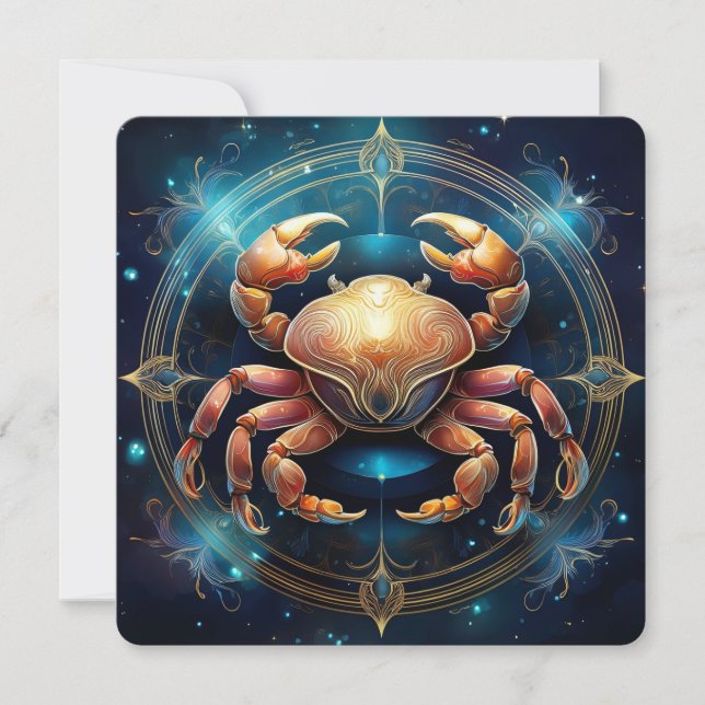 Mystisk Kräftans Zodiak Krabba | Celestiala Kustli Kort (Framsida)
